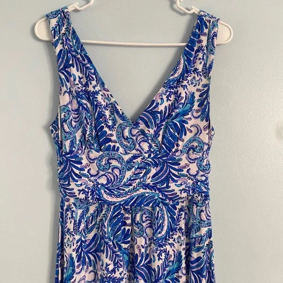Lilly Pulitzer Medium M Bird Is The Word Sloane Maxi Dress Blue Coastal Beach - Picture 4 of 13